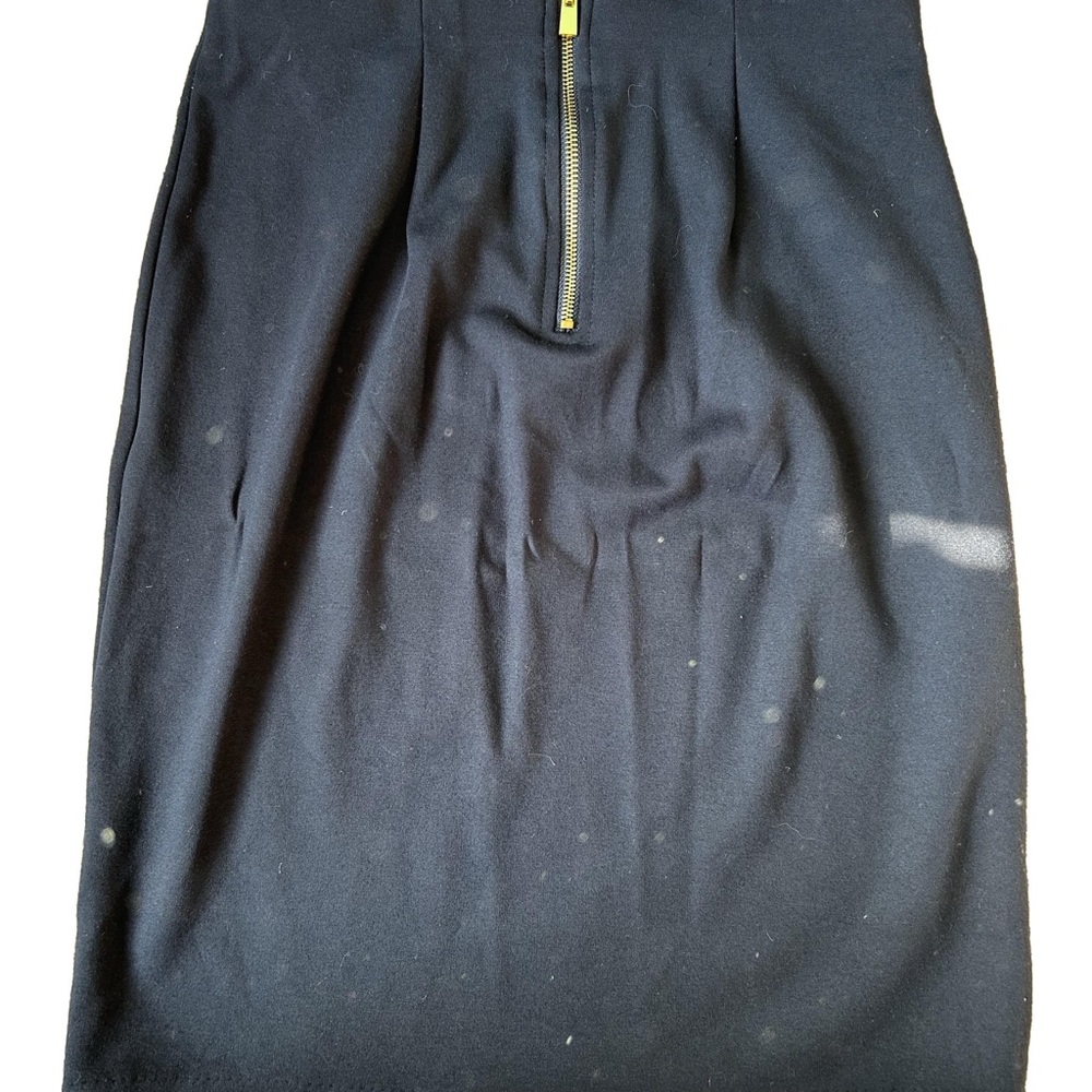 Philosophy Black Pencil Midi Skirt with Exposed Gold Zipper Detail Size 2